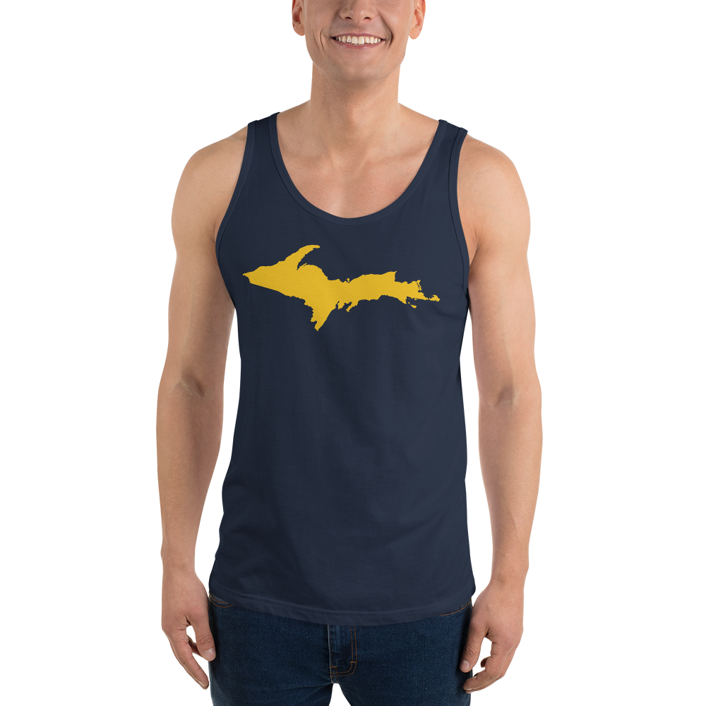 Michigan Upper Peninsula Tank Top (w/ Gold UP Outline) | Unisex Jersey