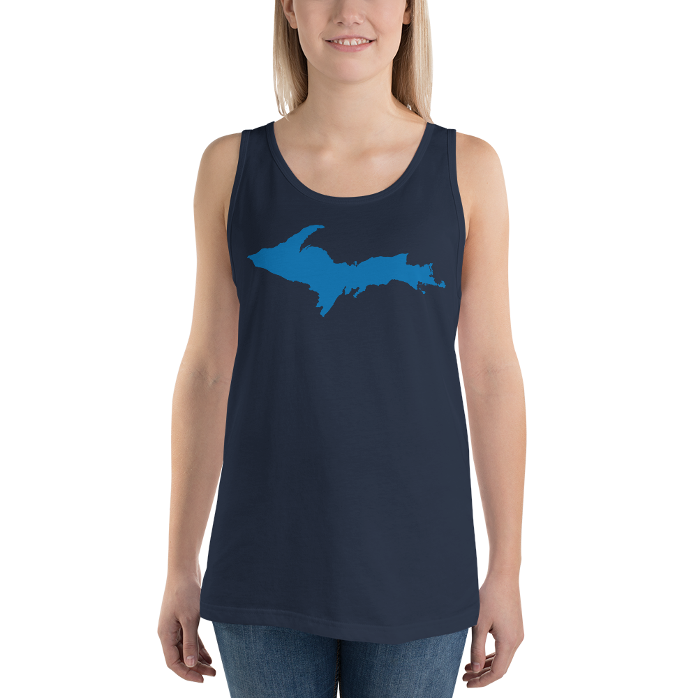 Michigan Upper Peninsula Tank Top (w/ Azure UP Outline) | Unisex Jersey