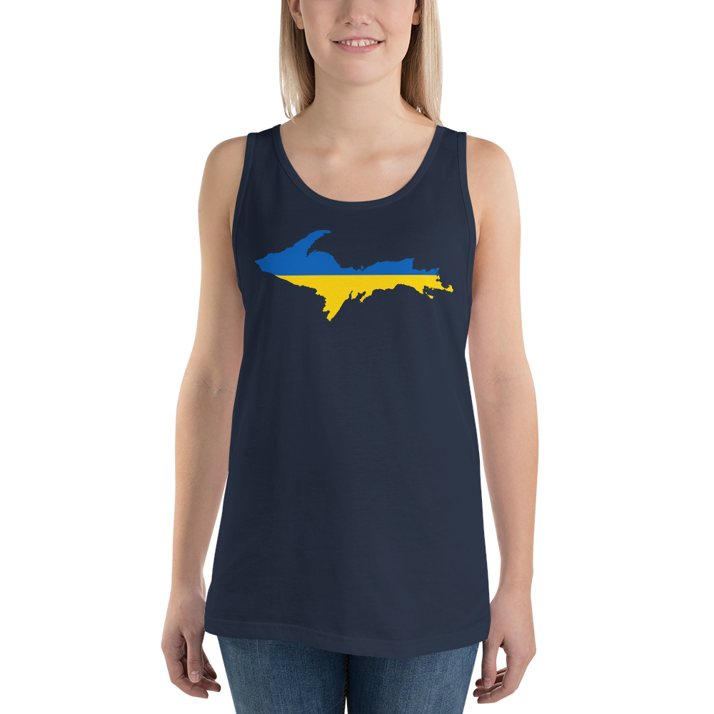 Michigan Upper Peninsula Tank Top (w/ UP Ukraine Flag Outline) | Unisex Jersey