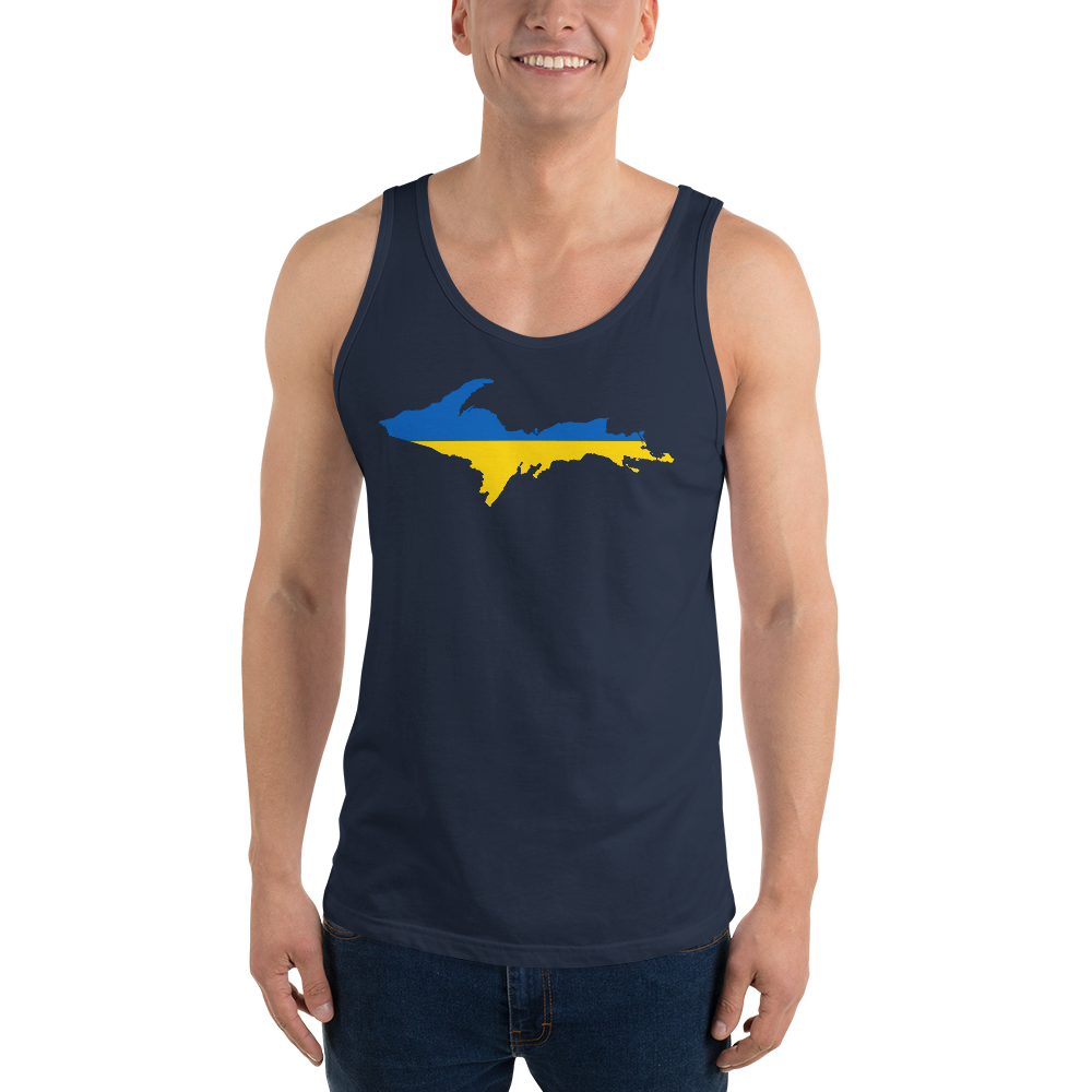 Michigan Upper Peninsula Tank Top (w/ UP Ukraine Flag Outline) | Unisex Jersey