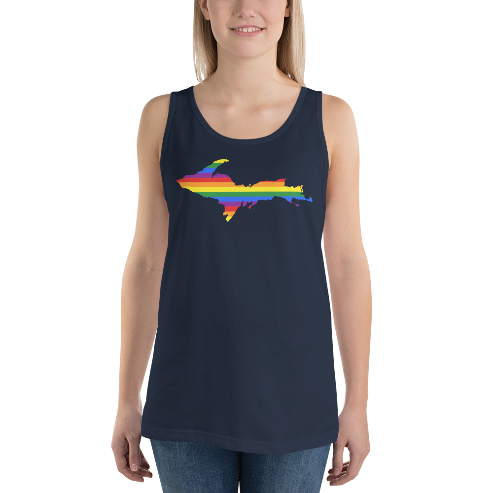 Michigan Upper Peninsula Tank Top (w/ UP Pride Flag Outline) | Unisex Jersey