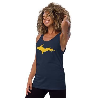 Michigan Upper Peninsula Tank Top (w/ Gold UP Outline) | Unisex Jersey