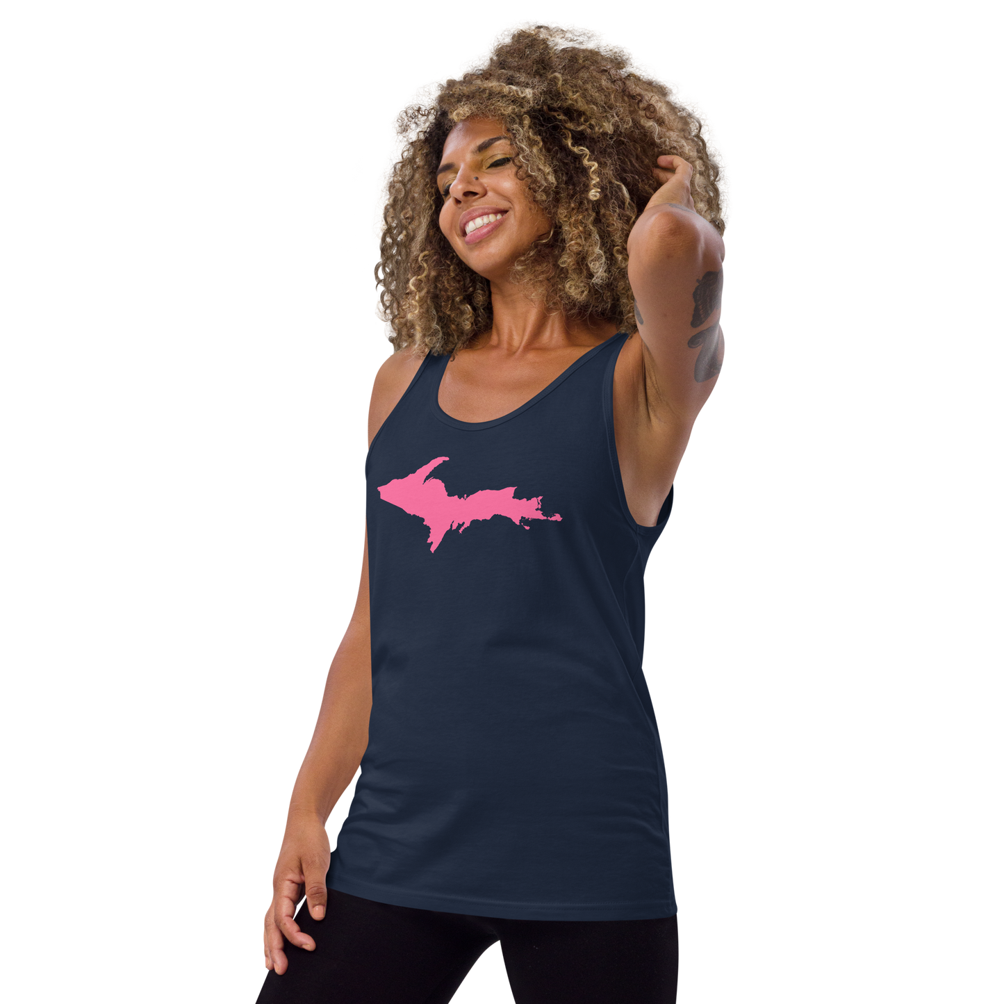 Michigan Upper Peninsula Tank Top (w/ Pink UP Outline) | Unisex Jersey