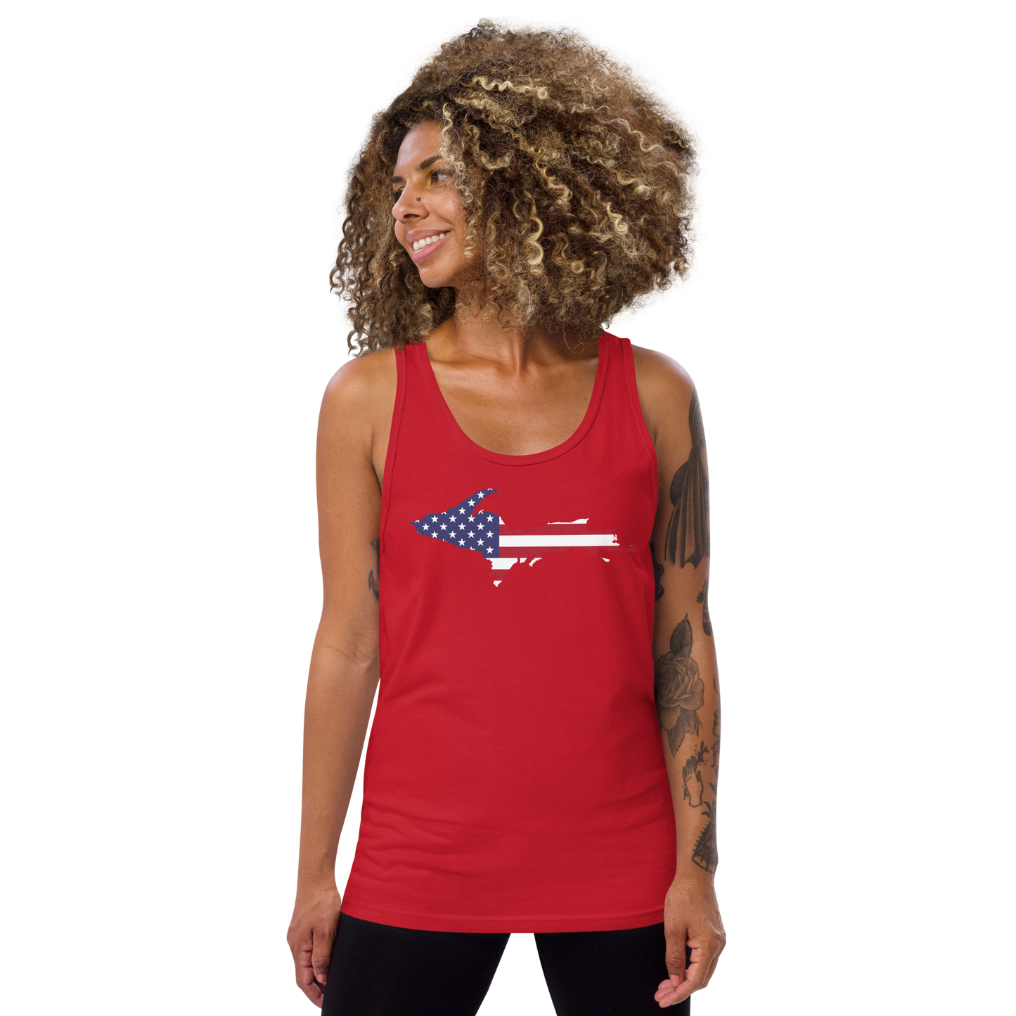 Michigan Upper Peninsula Tank Top (w/ UP USA Flag Outline) | Unisex Jersey