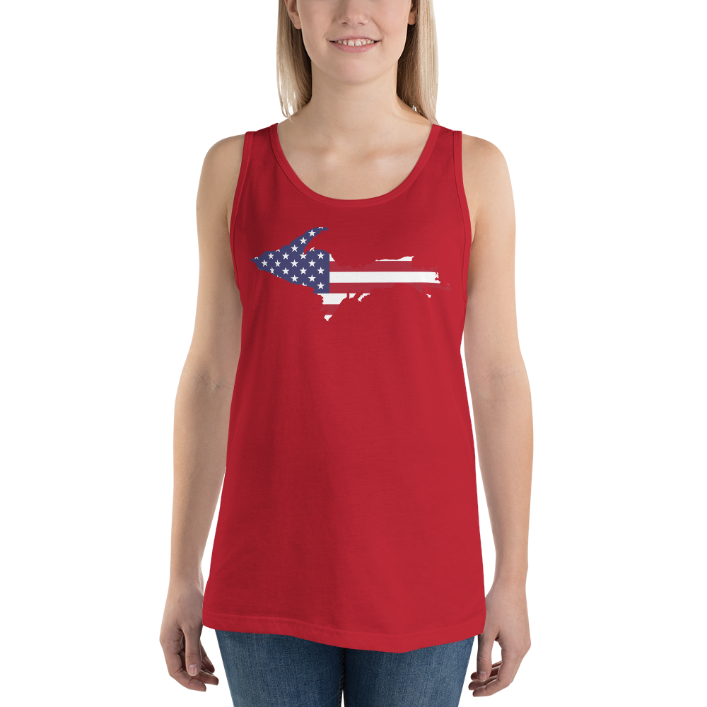 Michigan Upper Peninsula Tank Top (w/ UP USA Flag Outline) | Unisex Jersey