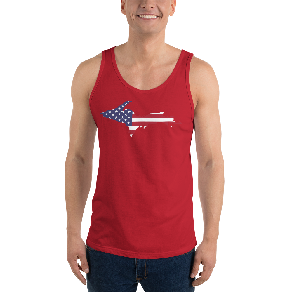 Michigan Upper Peninsula Tank Top (w/ UP USA Flag Outline) | Unisex Jersey