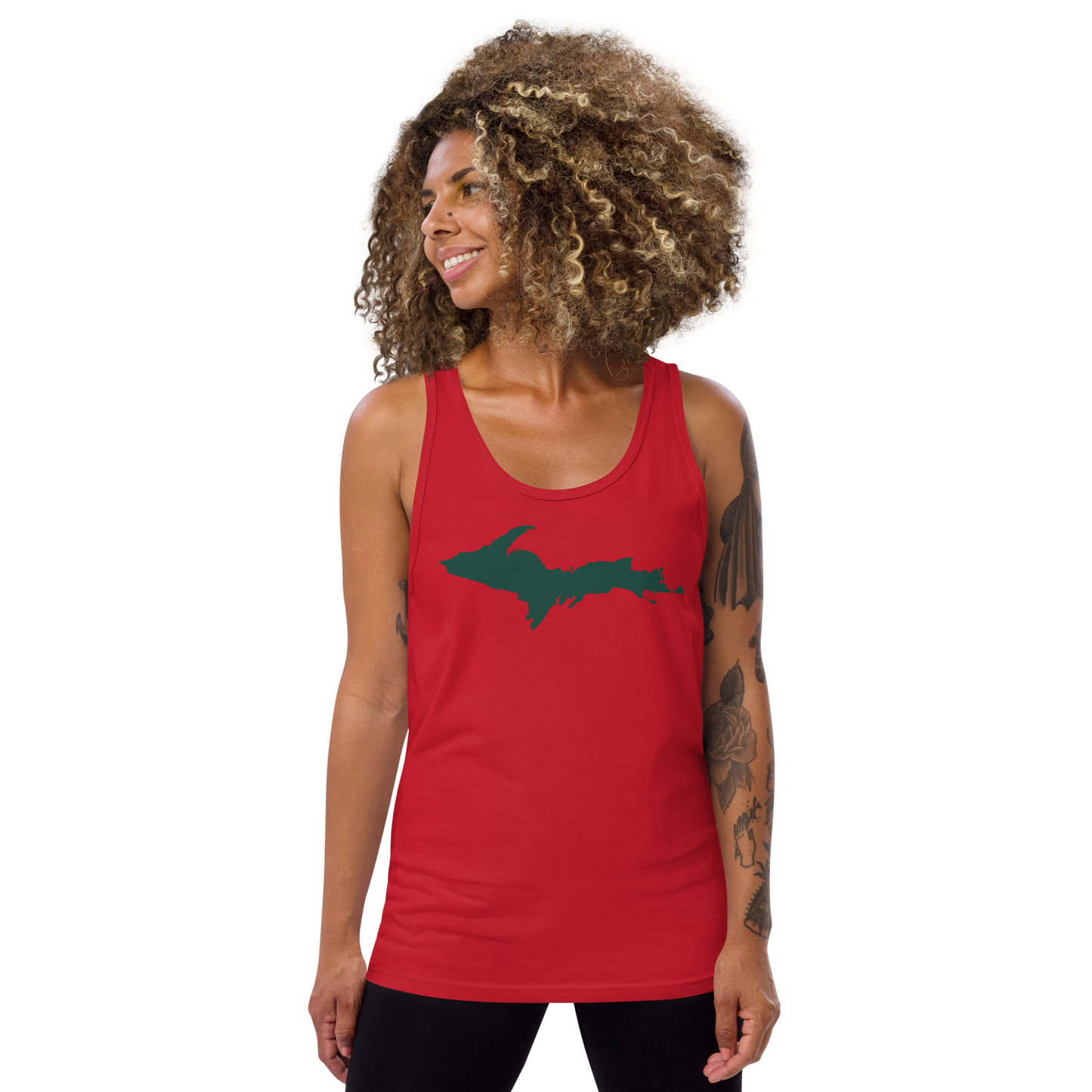 Michigan Upper Peninsula Tank Top (w/ Green UP Outline)