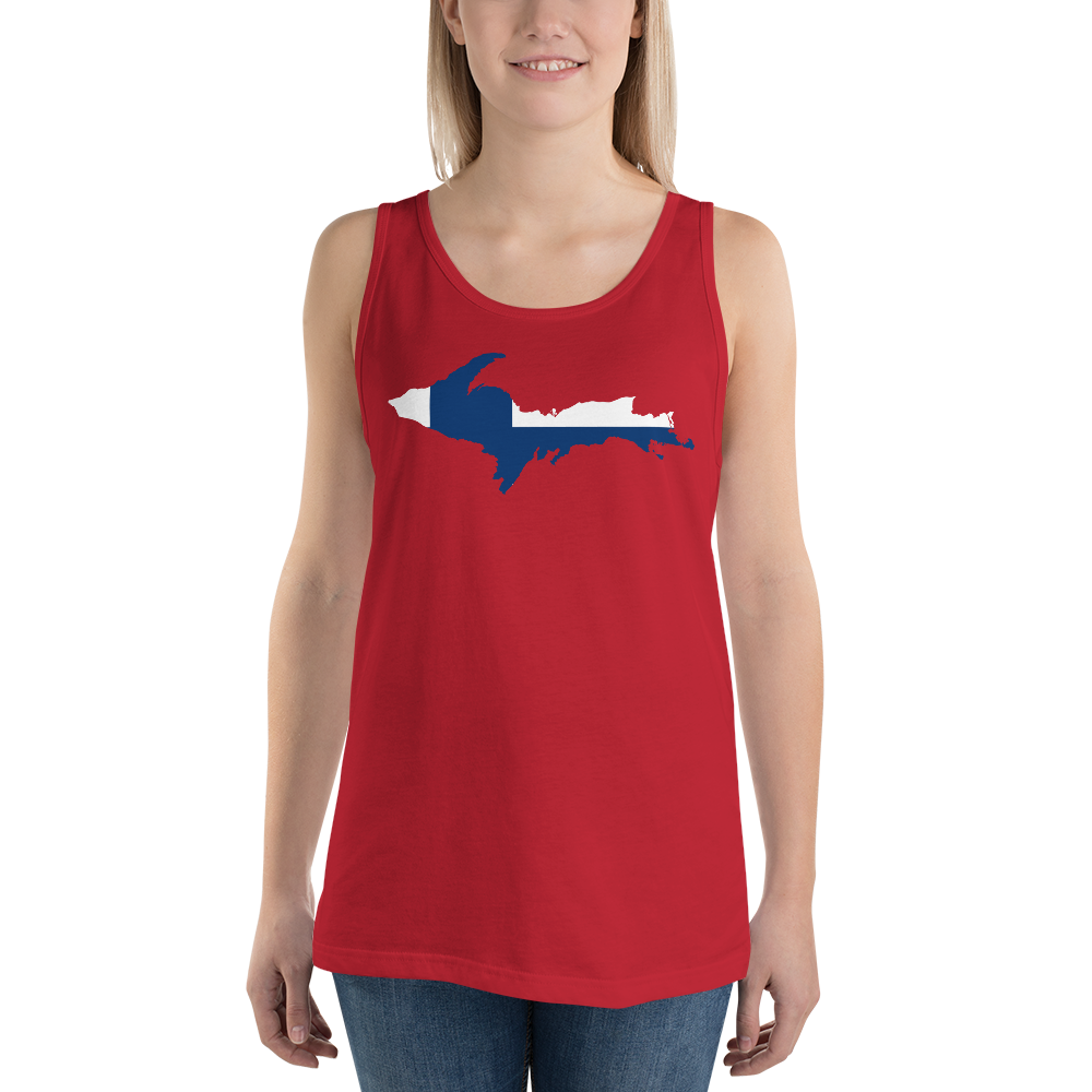 Michigan Upper Peninsula Tank Top (w/ UP Finland Flag Outline) | Unisex Jersey