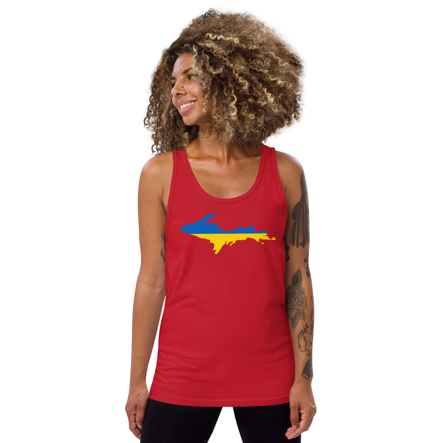 Michigan Upper Peninsula Tank Top (w/ UP Ukraine Flag Outline) | Unisex Jersey