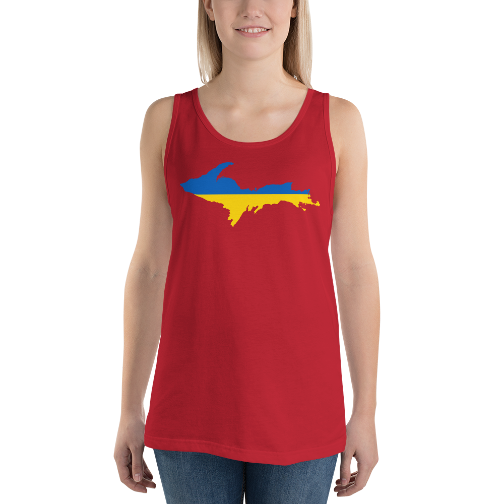 Michigan Upper Peninsula Tank Top (w/ UP Ukraine Flag Outline) | Unisex Jersey