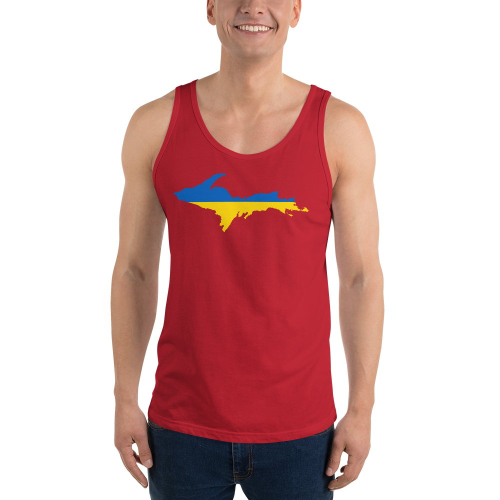 Michigan Upper Peninsula Tank Top (w/ UP Ukraine Flag Outline) | Unisex Jersey