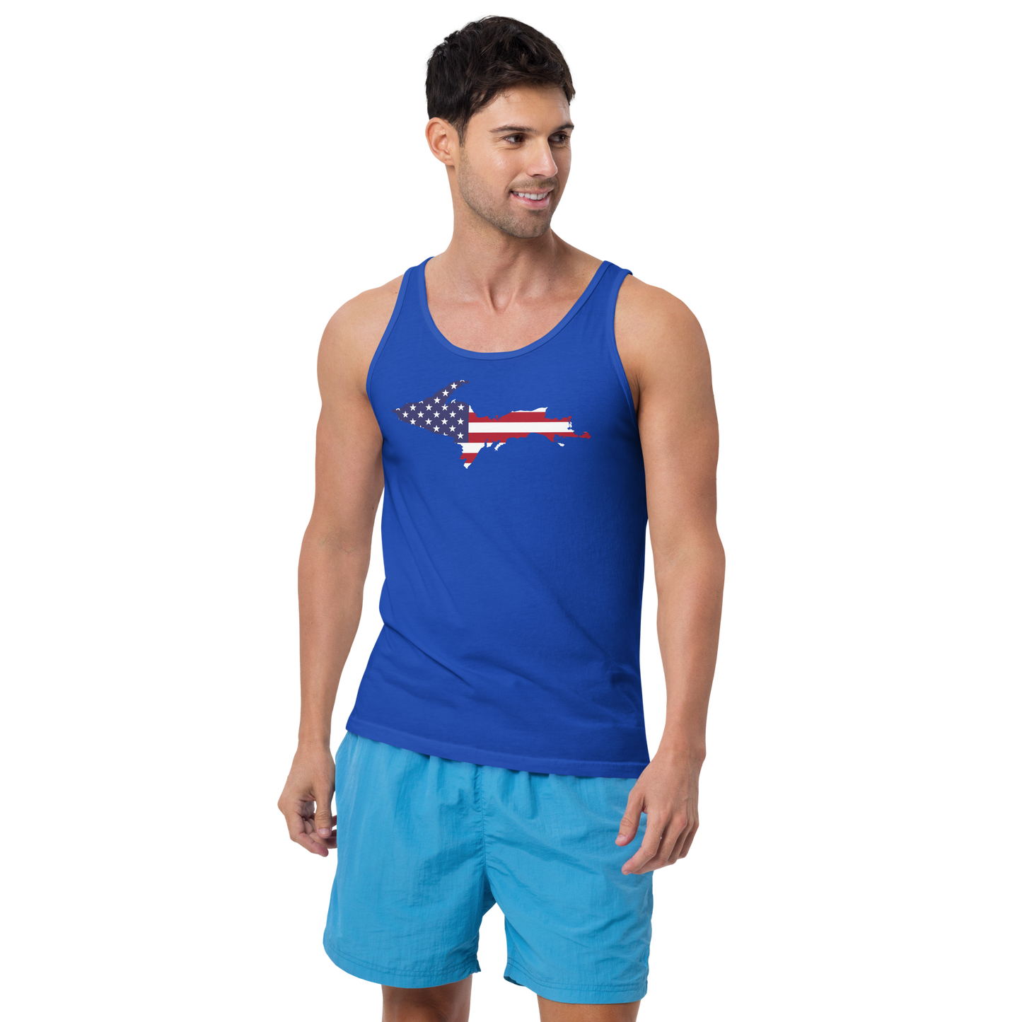 Michigan Upper Peninsula Tank Top (w/ UP USA Flag Outline) | Unisex Jersey