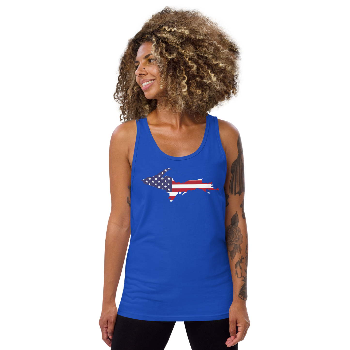 Michigan Upper Peninsula Tank Top (w/ UP USA Flag Outline) | Unisex Jersey