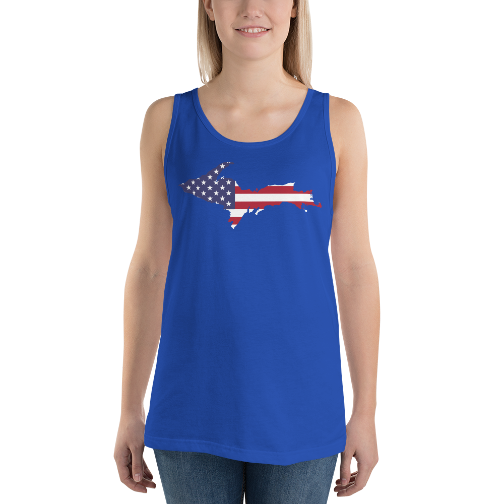 Michigan Upper Peninsula Tank Top (w/ UP USA Flag Outline) | Unisex Jersey