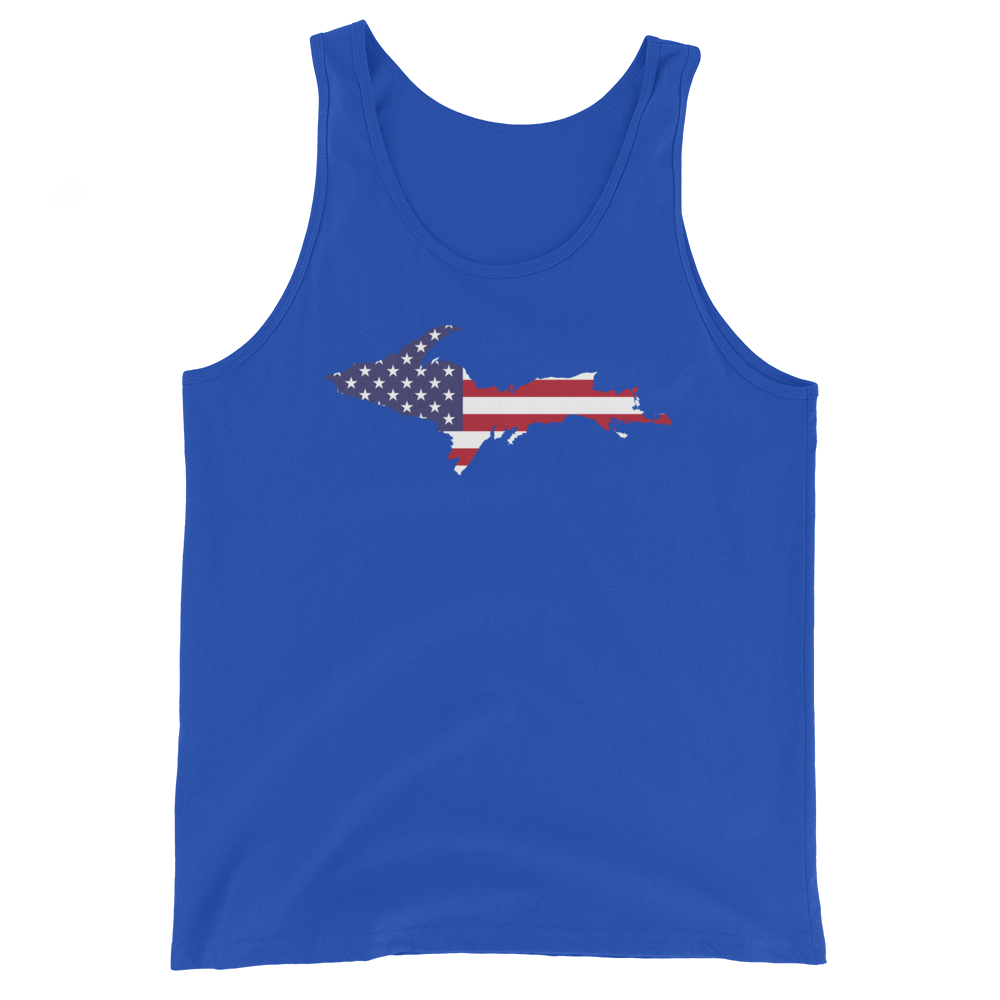 Michigan Upper Peninsula Tank Top (w/ UP USA Flag Outline) | Unisex Jersey