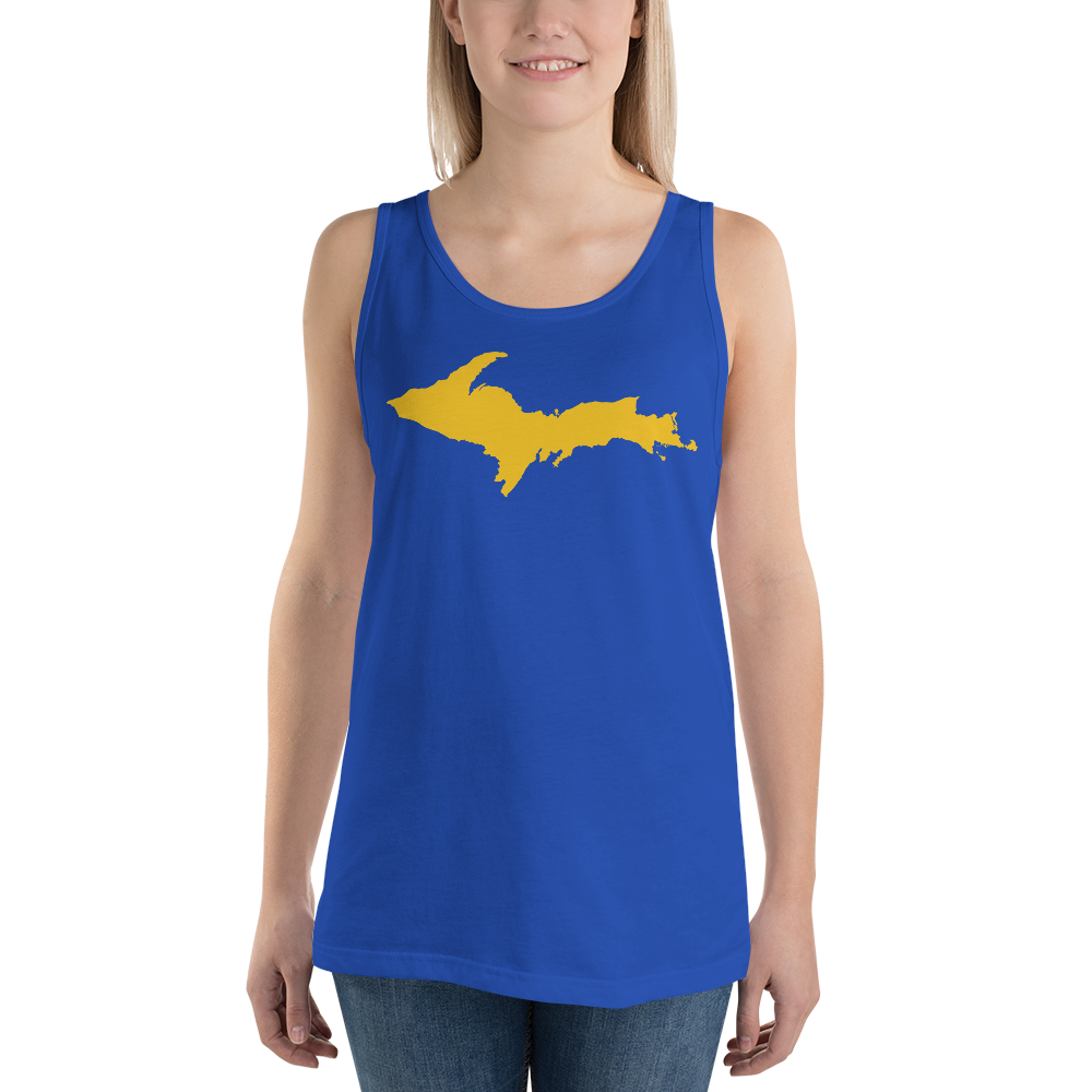 Michigan Upper Peninsula Tank Top (w/ Gold UP Outline) | Unisex Jersey