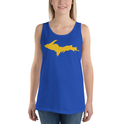 Michigan Upper Peninsula Tank Top (w/ Gold UP Outline) | Unisex Jersey