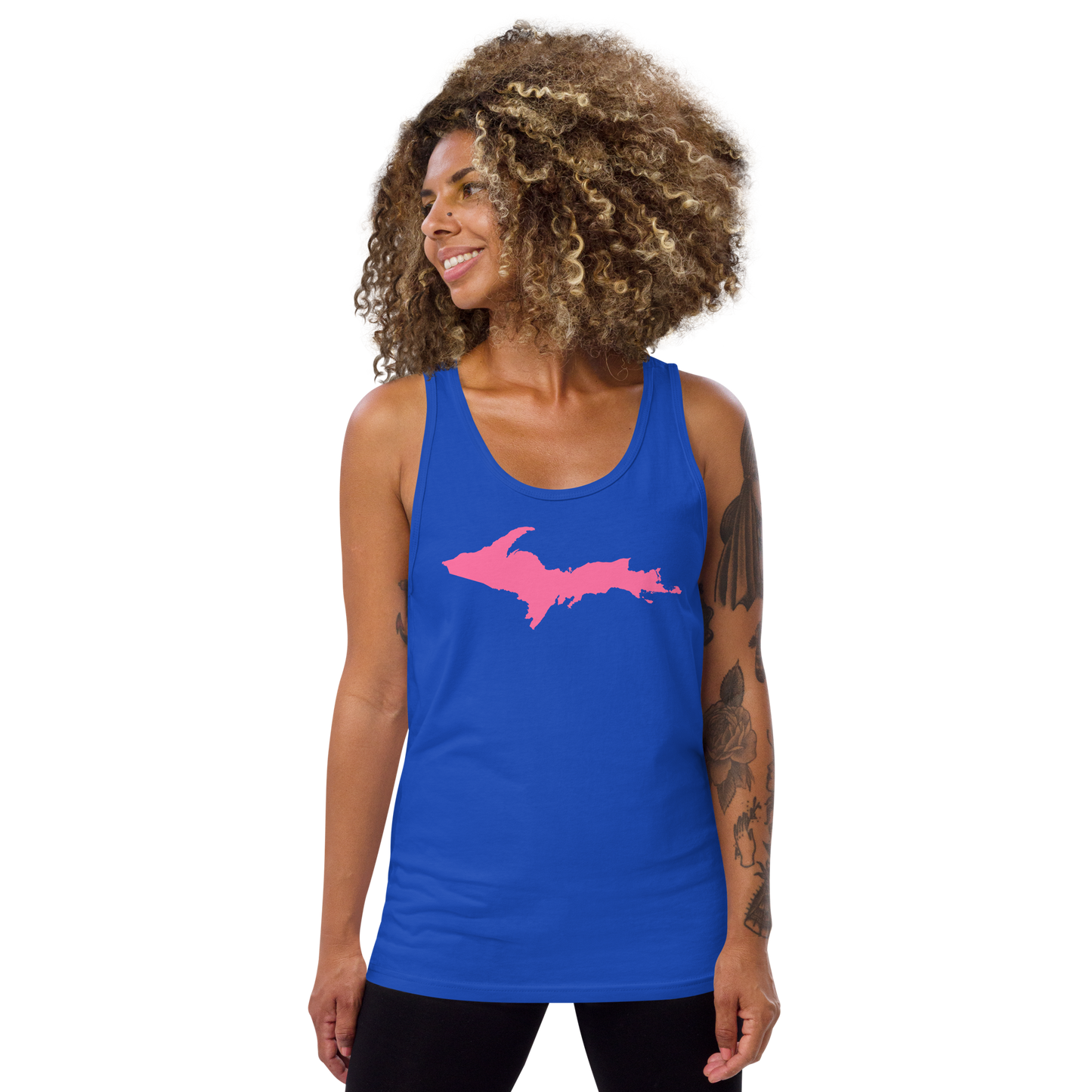 Michigan Upper Peninsula Tank Top (w/ Pink UP Outline) | Unisex Jersey