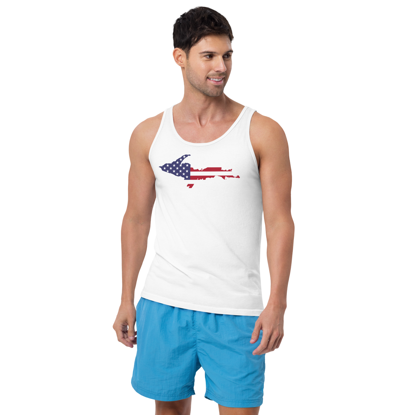 Michigan Upper Peninsula Tank Top (w/ UP USA Flag Outline) | Unisex Jersey