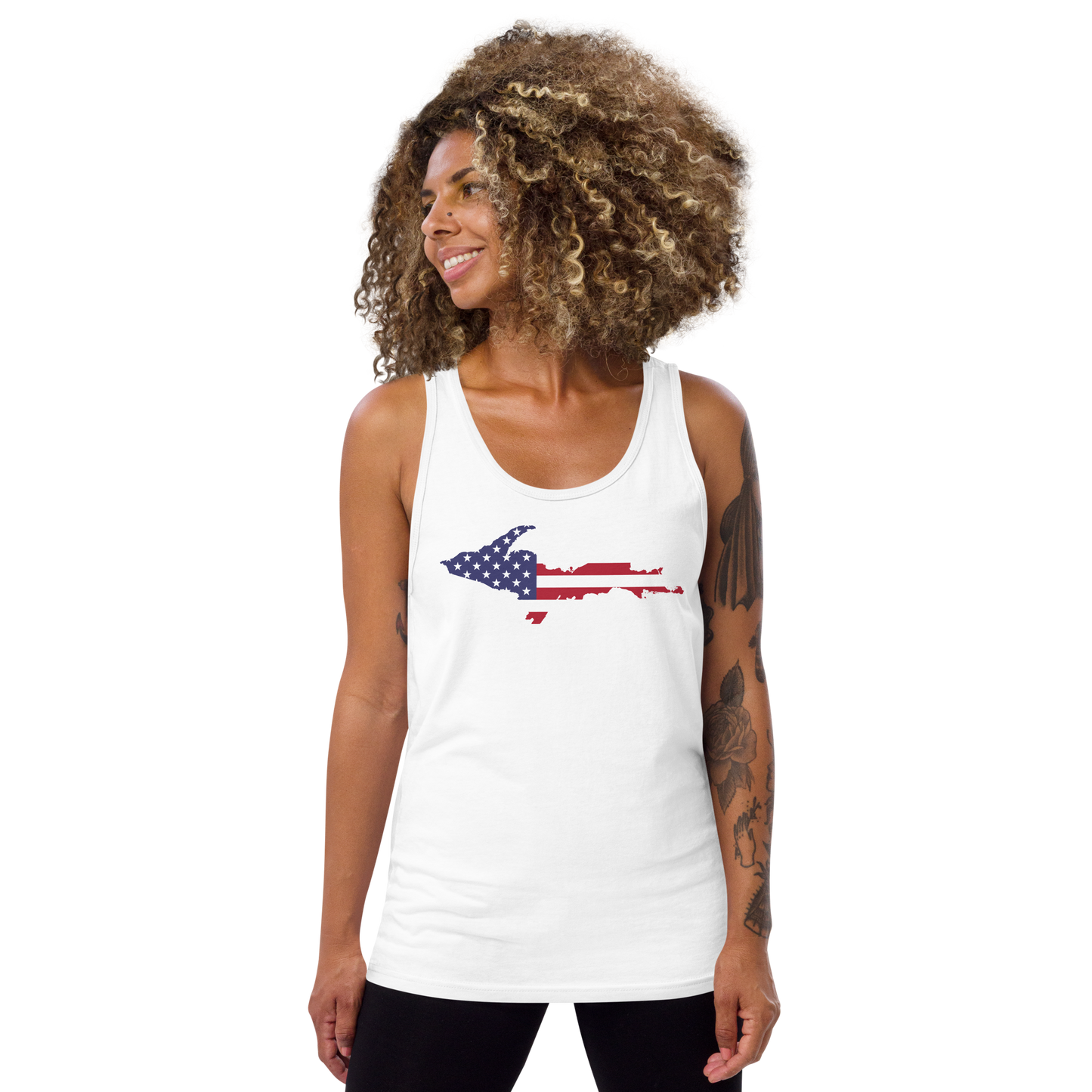 Michigan Upper Peninsula Tank Top (w/ UP USA Flag Outline) | Unisex Jersey