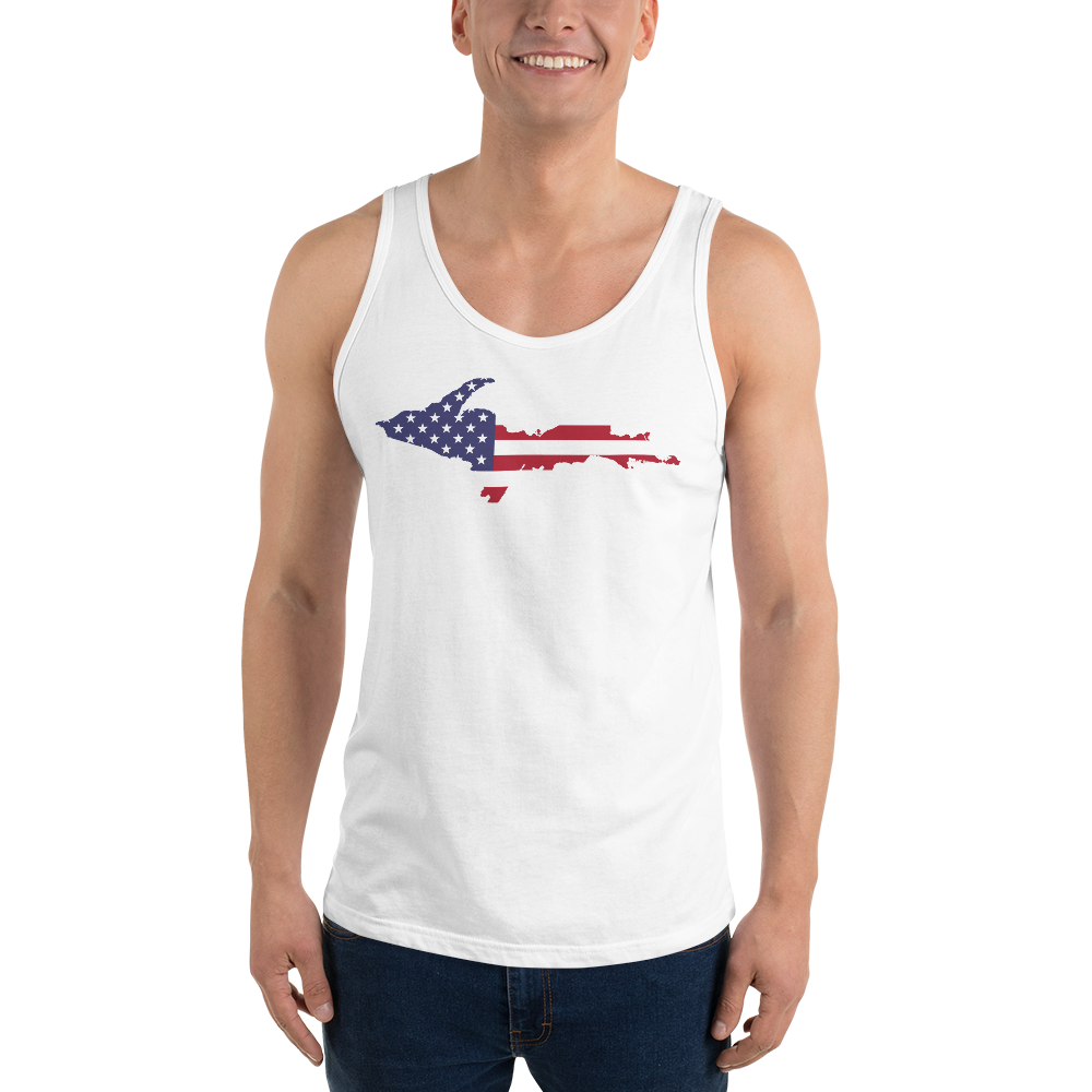 Michigan Upper Peninsula Tank Top (w/ UP USA Flag Outline) | Unisex Jersey