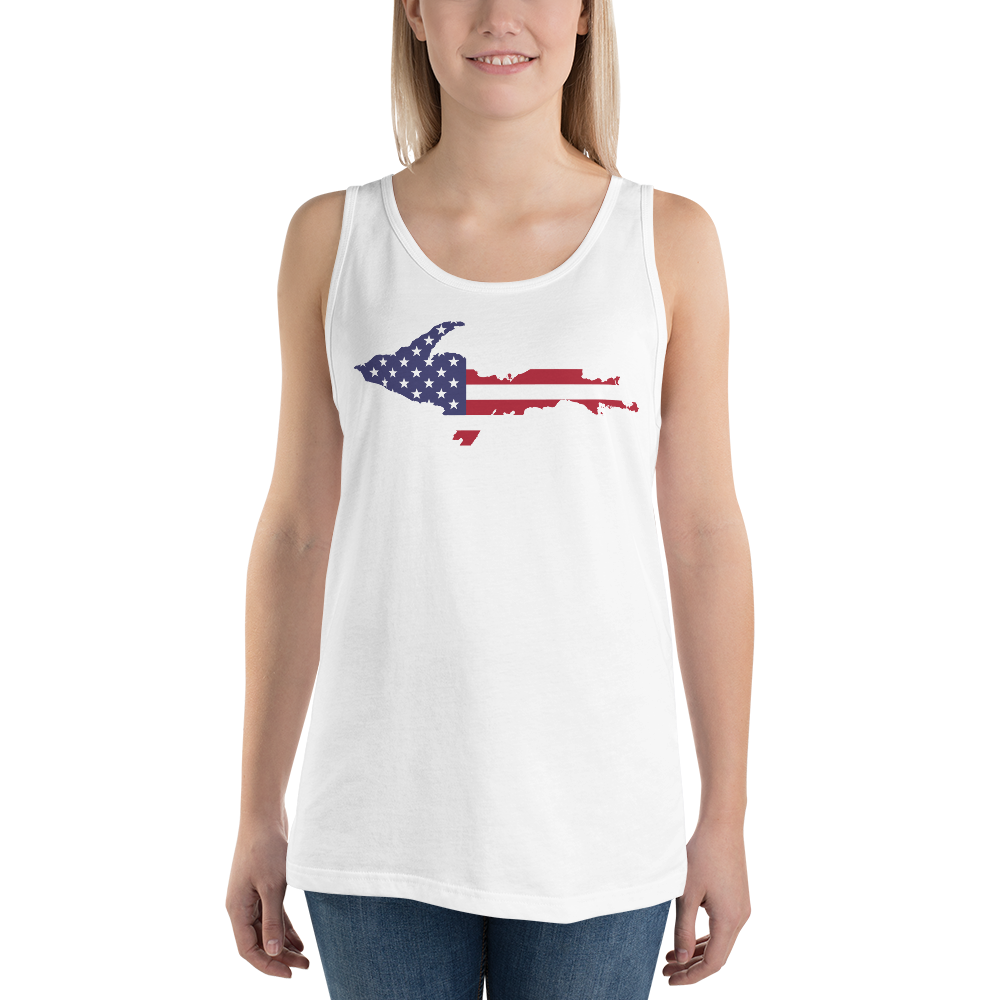 Michigan Upper Peninsula Tank Top (w/ UP USA Flag Outline) | Unisex Jersey