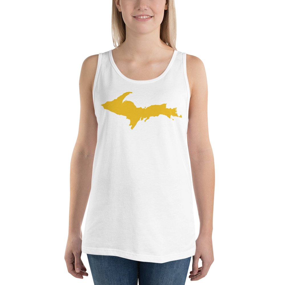 Michigan Upper Peninsula Tank Top (w/ Gold UP Outline) | Unisex Jersey