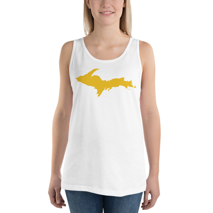 Michigan Upper Peninsula Tank Top (w/ Gold UP Outline) | Unisex Jersey