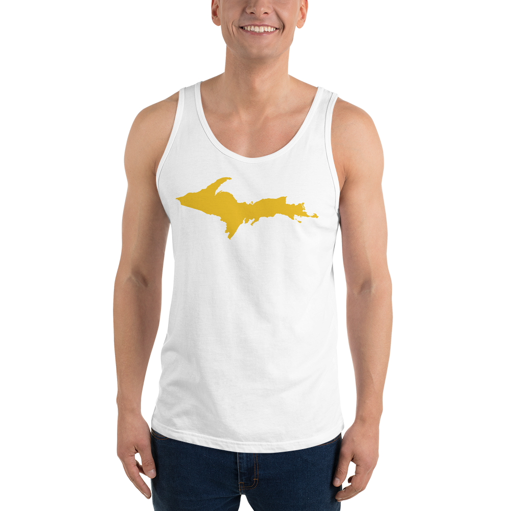 Michigan Upper Peninsula Tank Top (w/ Gold UP Outline) | Unisex Jersey