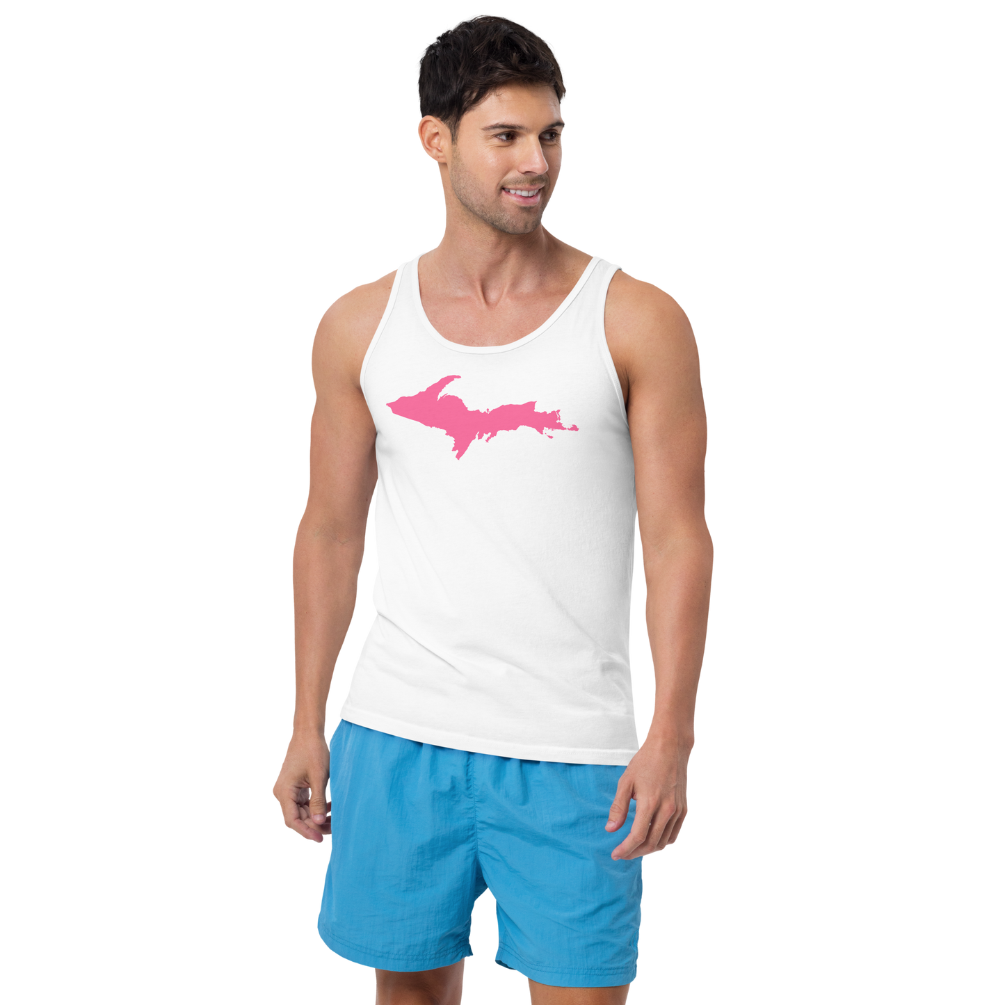 Michigan Upper Peninsula Tank Top (w/ Pink UP Outline) | Unisex Jersey