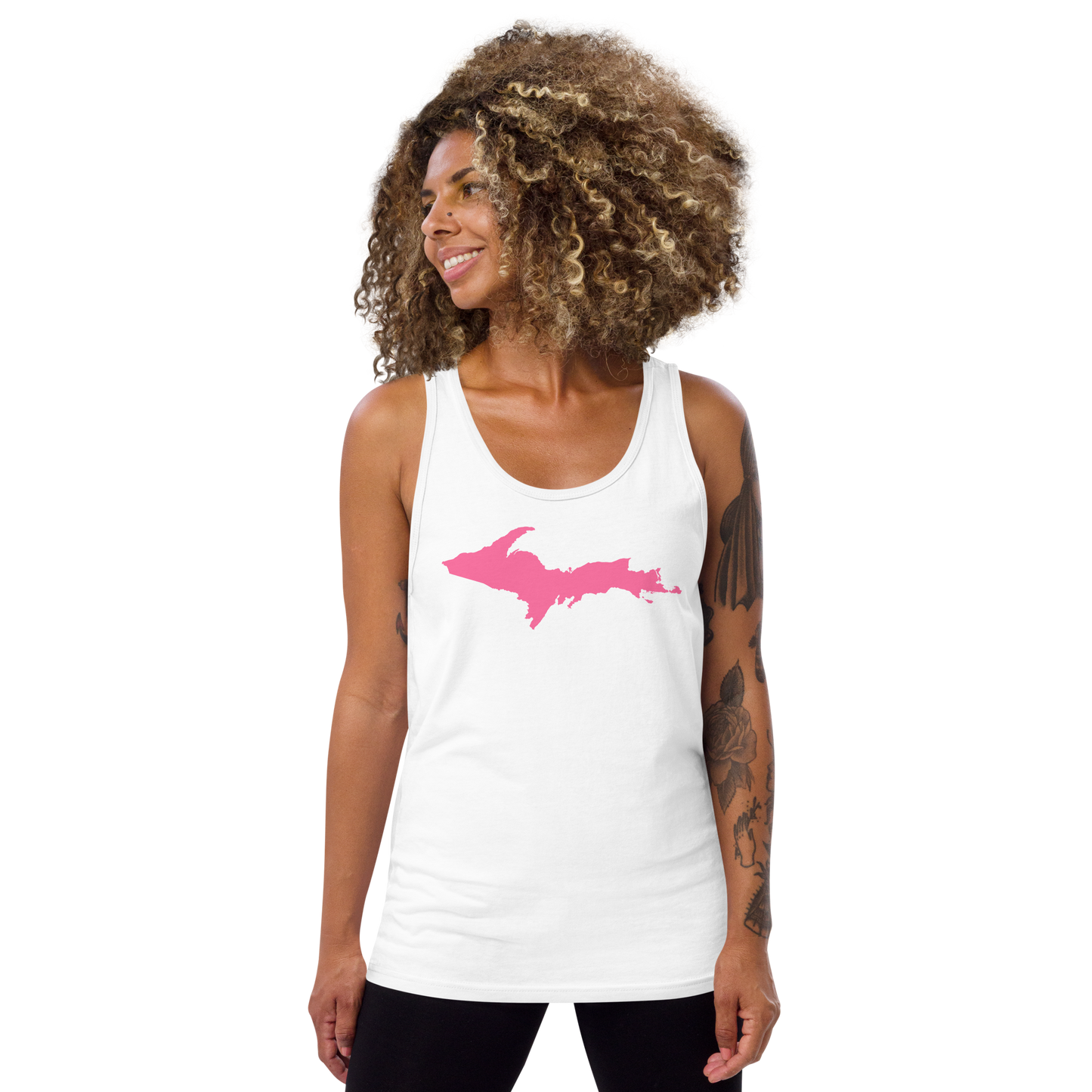 Michigan Upper Peninsula Tank Top (w/ Pink UP Outline) | Unisex Jersey