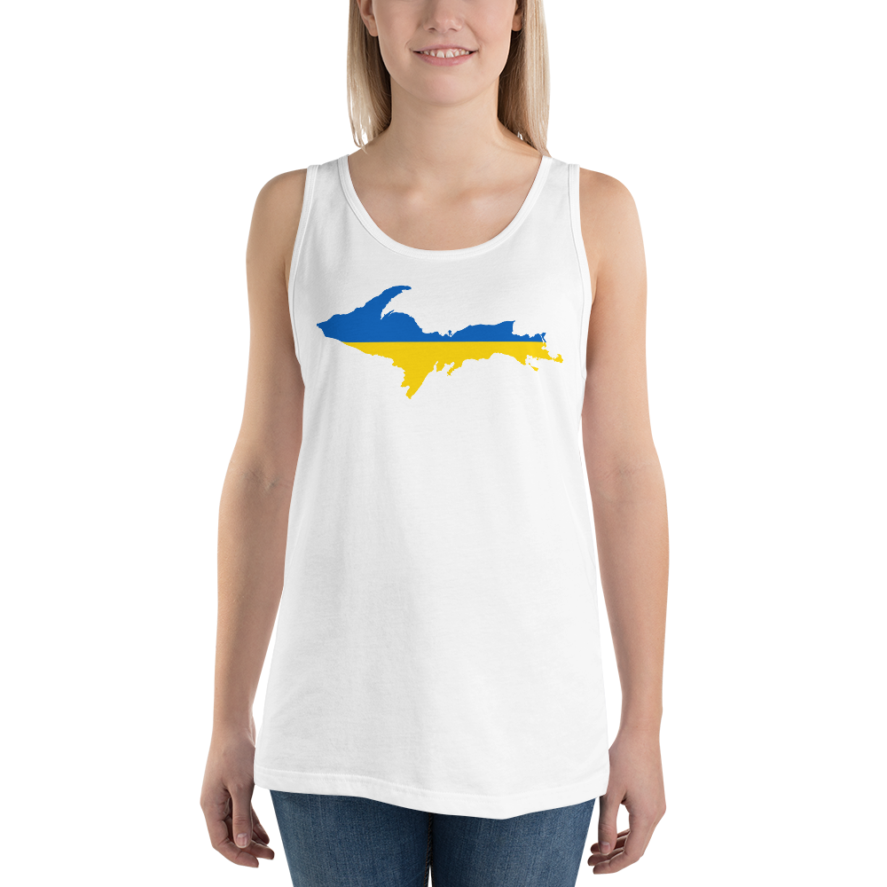 Michigan Upper Peninsula Tank Top (w/ UP Ukraine Flag Outline) | Unisex Jersey