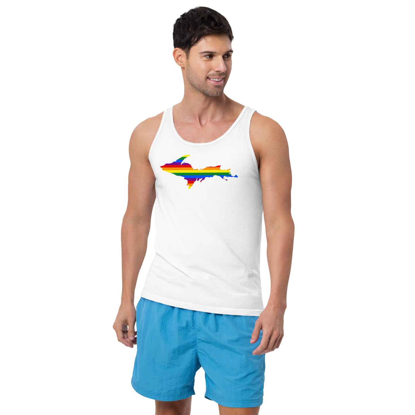 Michigan Upper Peninsula Tank Top (w/ UP Pride Flag Outline) | Unisex Jersey