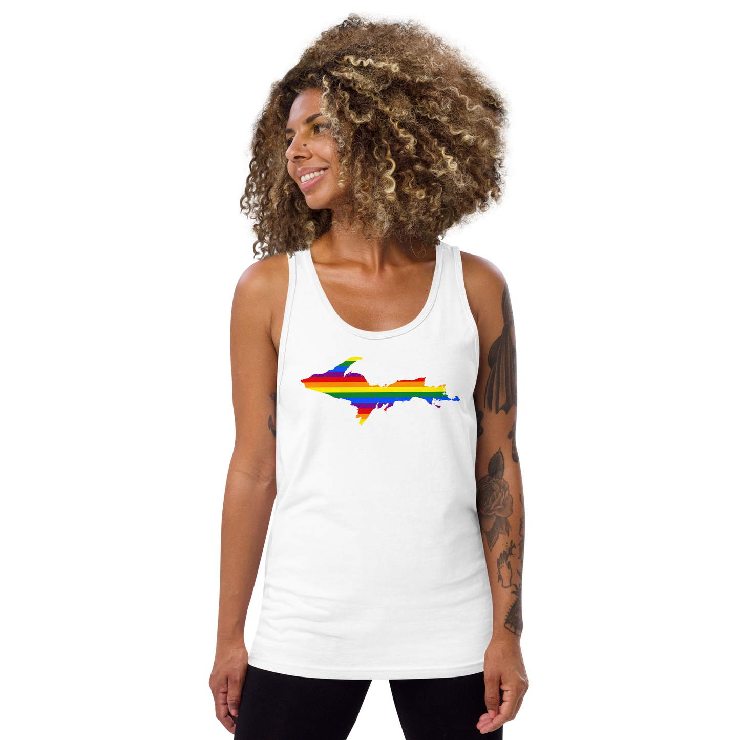 Michigan Upper Peninsula Tank Top (w/ UP Pride Flag Outline) | Unisex Jersey