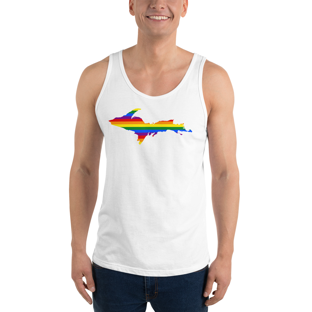 Michigan Upper Peninsula Tank Top (w/ UP Pride Flag Outline) | Unisex Jersey