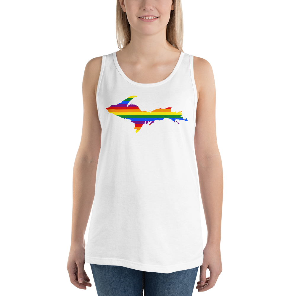 Michigan Upper Peninsula Tank Top (w/ UP Pride Flag Outline) | Unisex Jersey