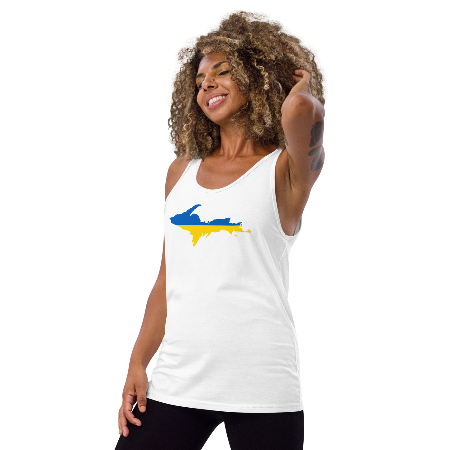 Michigan Upper Peninsula Tank Top (w/ UP Ukraine Flag Outline) | Unisex Jersey