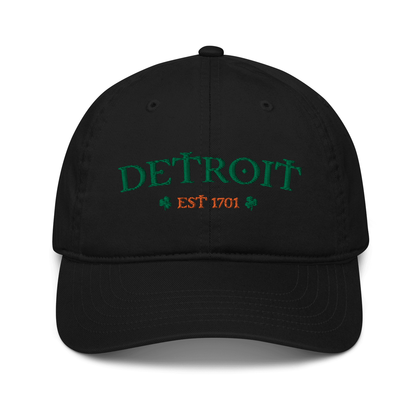 'Detroit Est. 1701' Baseball Cap (Irish Font w/Shamrocks) - Circumspice Michigan