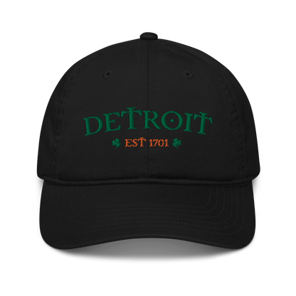 'Detroit Est. 1701' Baseball Cap (Irish Font w/Shamrocks) - Circumspice Michigan