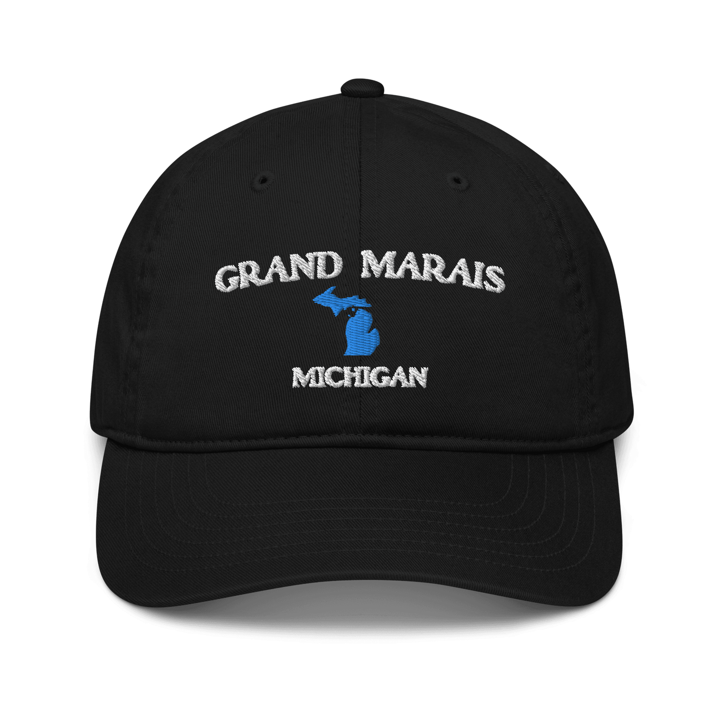 'Grand Marais Michigan' Baseball Cap (w/ MI Outline) - Circumspice Michigan