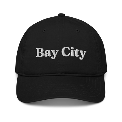 'Bay City' Classic Baseball Cap | White/Navy Embroidery