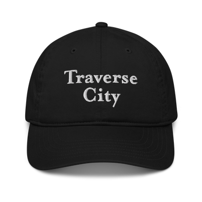 'Traverse City' Classic Baseball Cap | White/Navy Embroidery