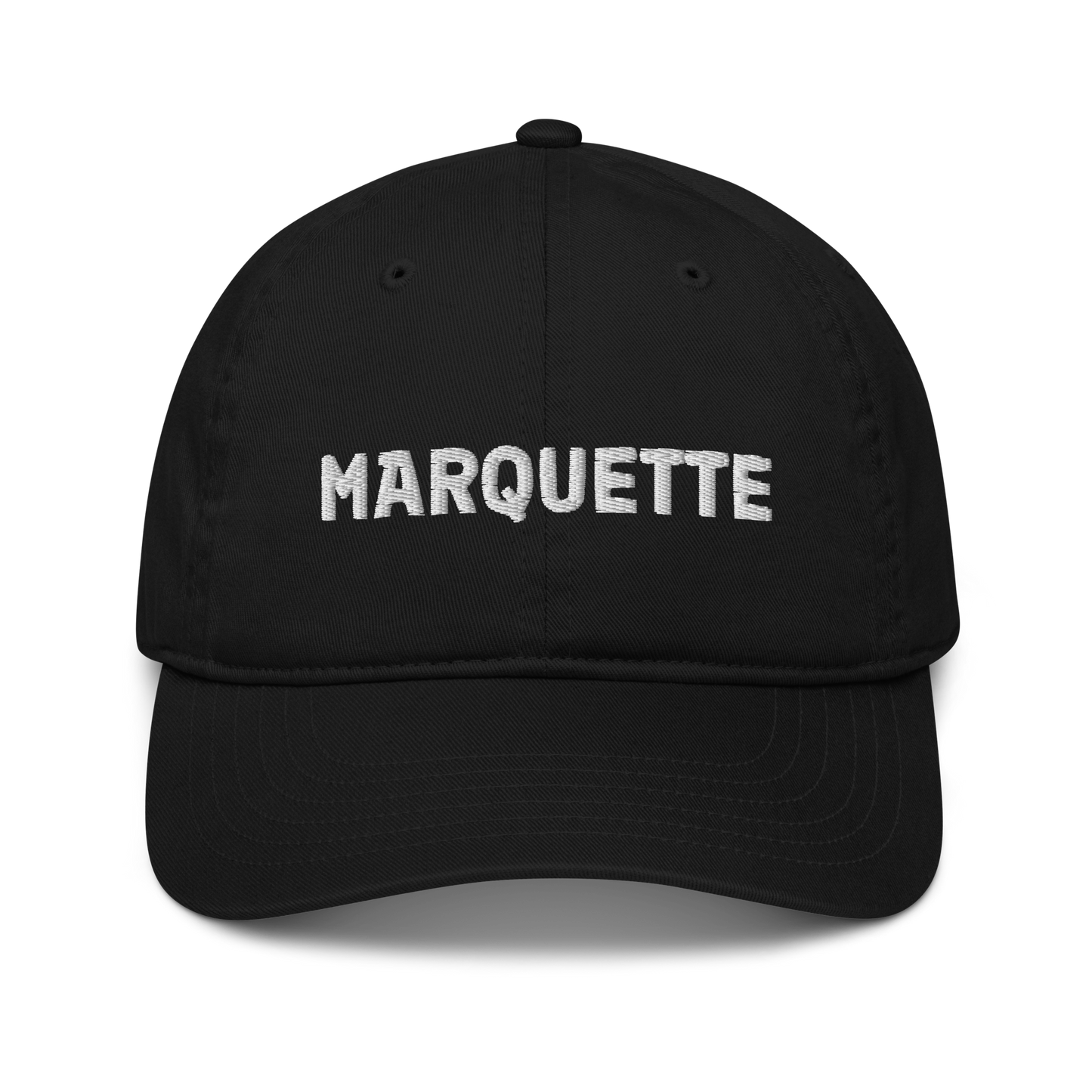 'Marquette' Classic Baseball Cap | White/Black Embroidery