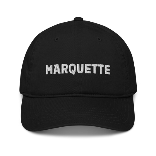 'Marquette' Classic Baseball Cap | White/Black Embroidery