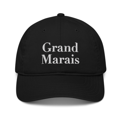 'Grand Marais' Classic Baseball Cap | White/Navy Embroidery