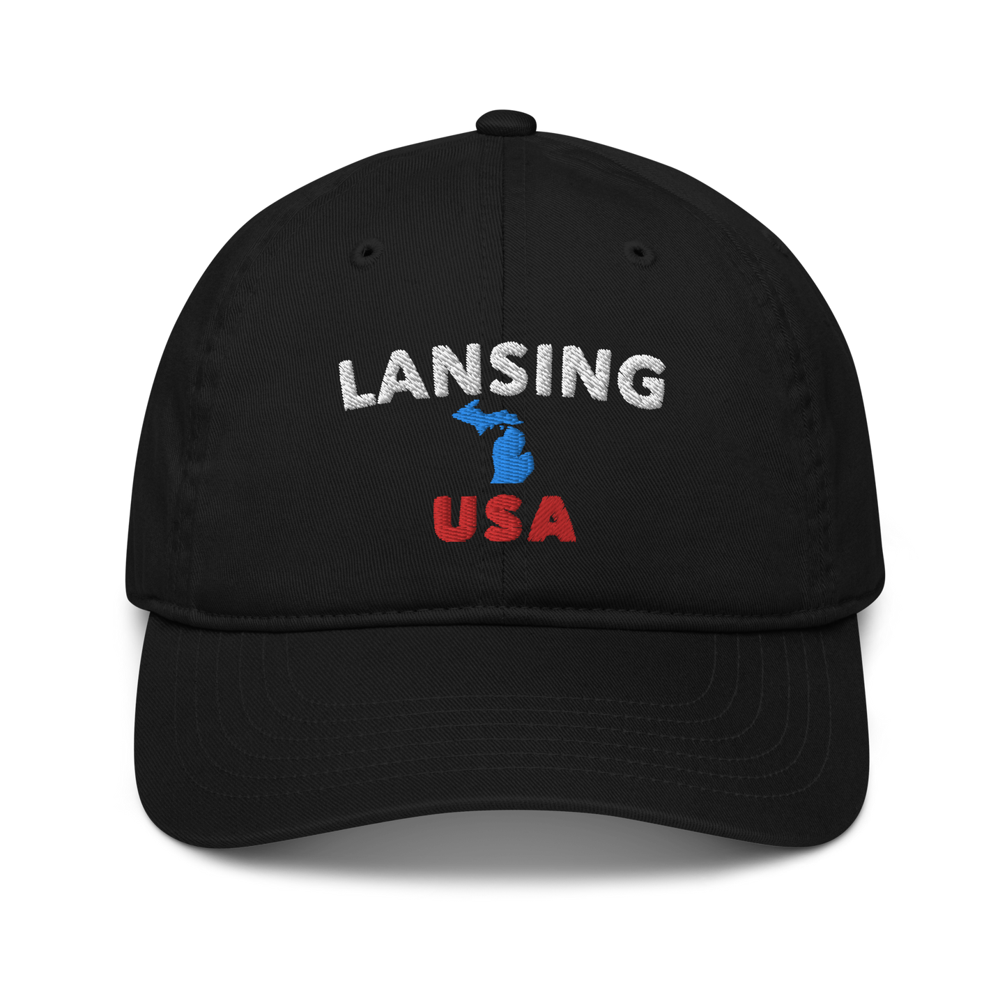 'Lansing USA' Classic Baseball Cap (w/ Michigan Outline)