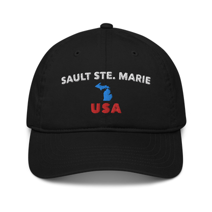 'Sault Ste. Marie' Classic Baseball Cap (w/ Michigan Outline)