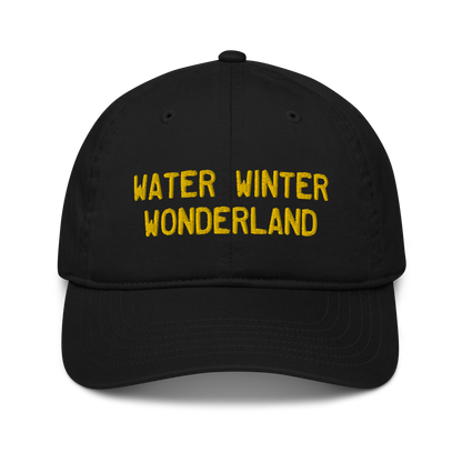 'Water Winter Wonderland' Classic Baseball Cap (Licence Plate Font) | Gold Embroidery