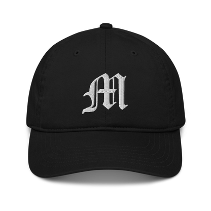 Michigan Old English 'M' Classic Baseball Cap (w/ 'Michigan' Back Design) | White/Navy Embroidery