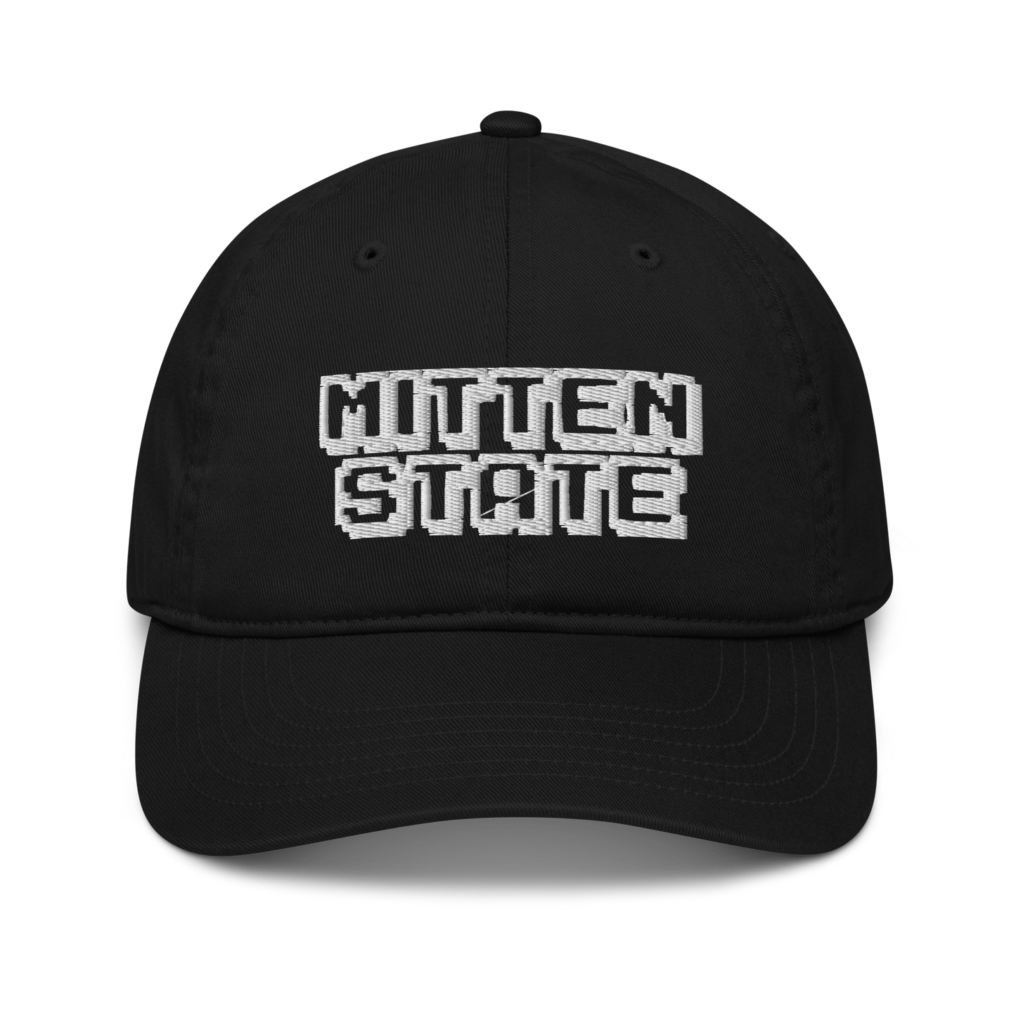 Michigan 'Mitten State' Classic Baseball Cap (Arcade Font) | White/Black Embroidery